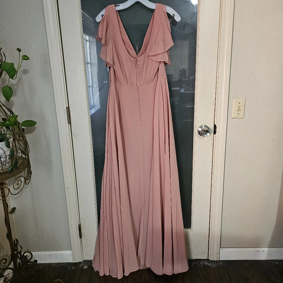 DAVIDS BRIDAL | NWT Chiffon flutter sleeve Desert Coral F20065 size 10 - Picture 5 of 9